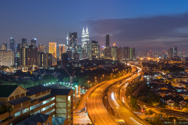 Dramatic sunset over Kuala Lumpur City Skyline