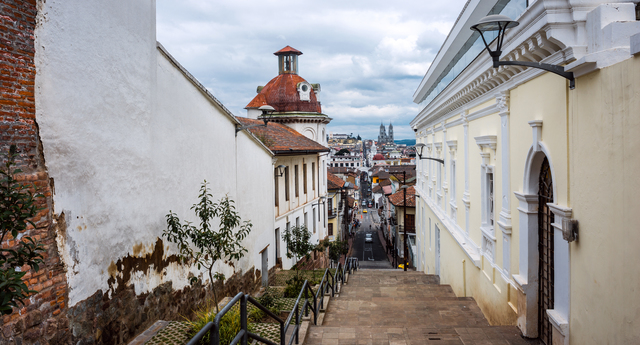 Historical center of old town Quito in northern Ecuador in the A
