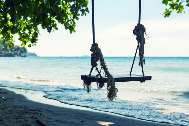 Swings at sea coast