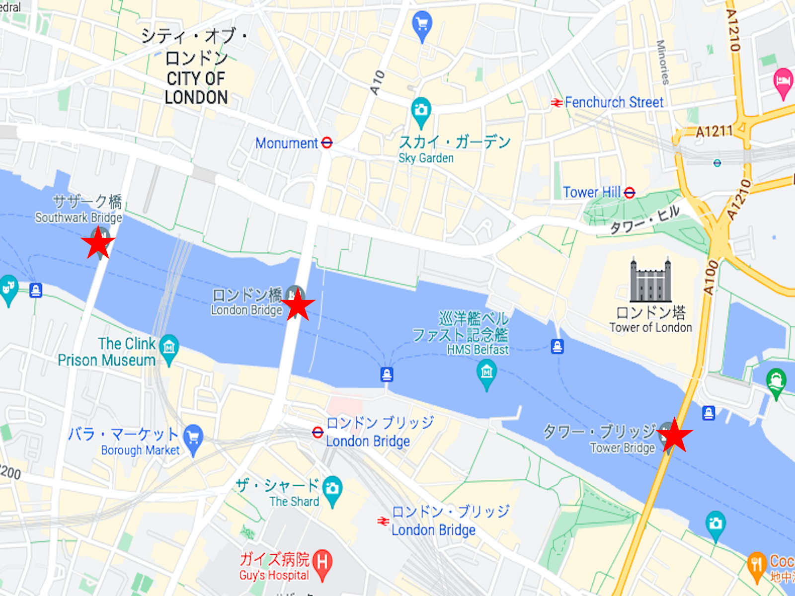 London Tower bridge Map
