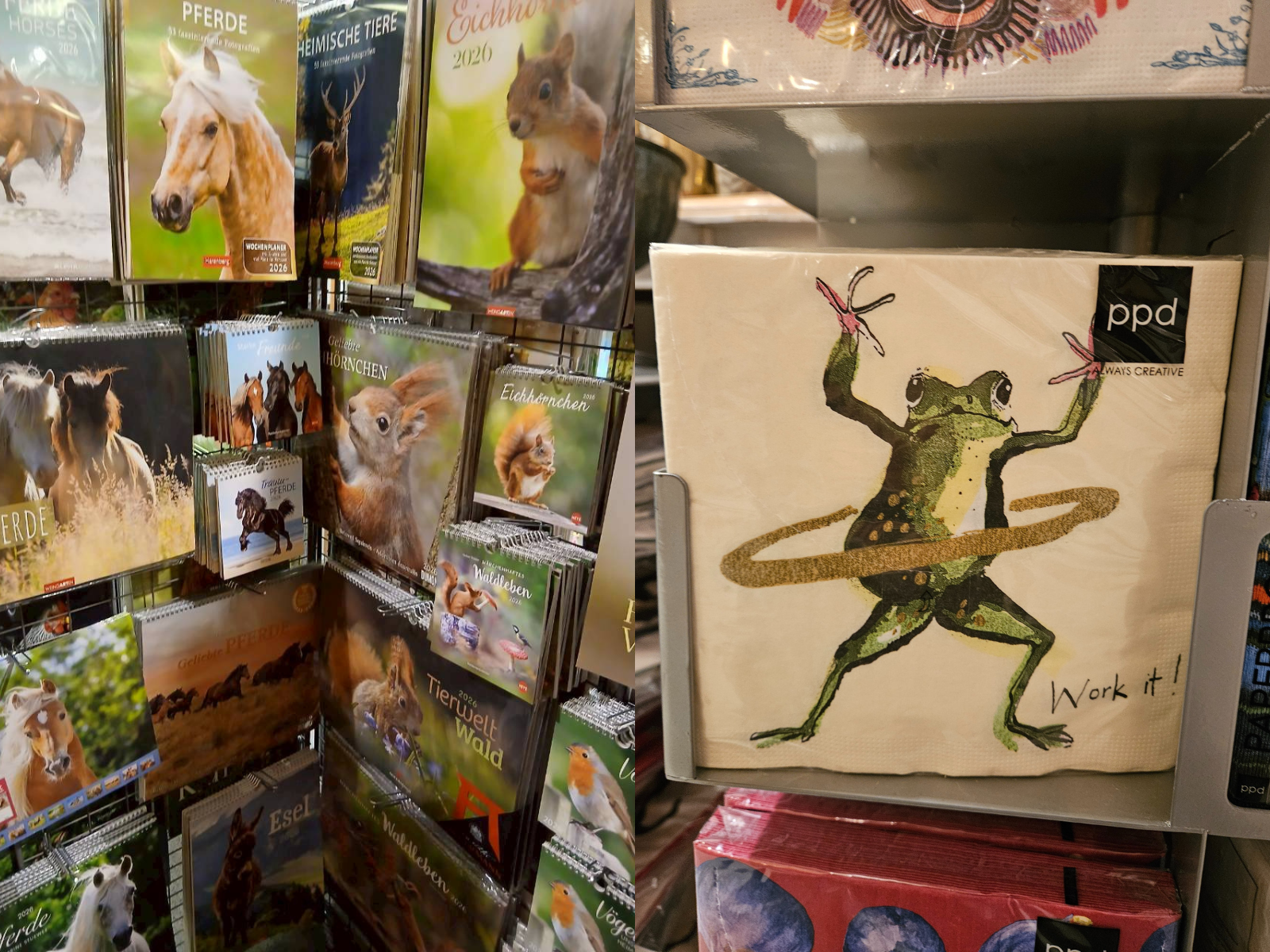 ドイツ　カレンダー　ペーパーナプキン　動物