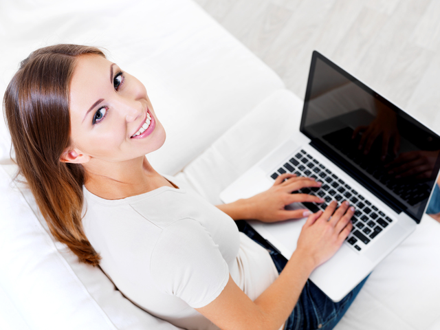 young beautiful woman with laptop